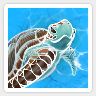 Hawksbill Sea Turtle Swimming in the Sea Sticker